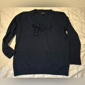 Blue V Neck Sweater with bow